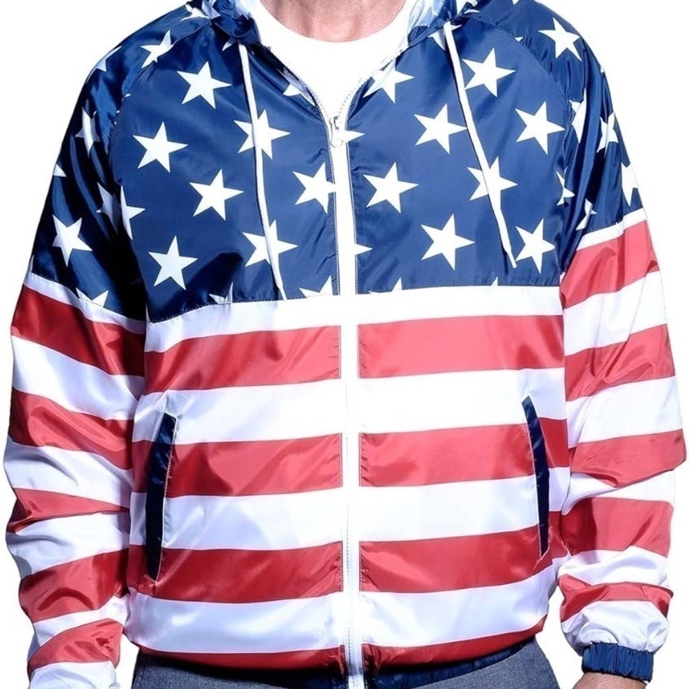 American Summer Mens Full zipper Patriotic hoodie jacket sizes T21